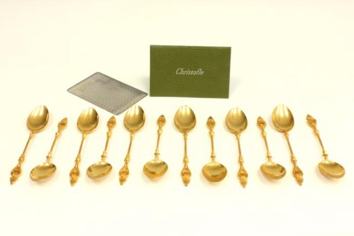 Lot #1061 Christofle set of gold washed spoons
