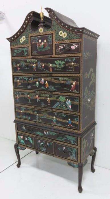 Lot #1090 Paint Decorated Highboy