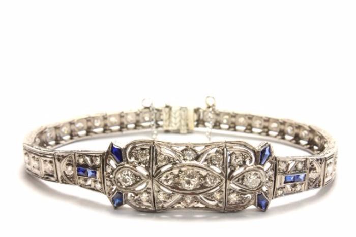 Lot#1174a Diamond, sapphire bracelet 