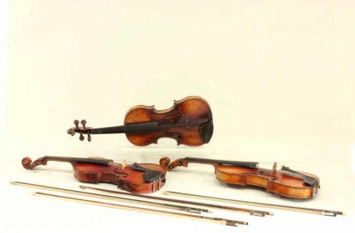 Lot #1261 Vintage violins and bows
