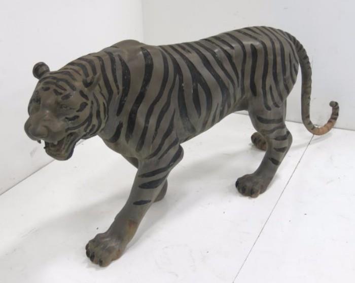 Lo t#1272 Paint Decorated Bronze Tiger