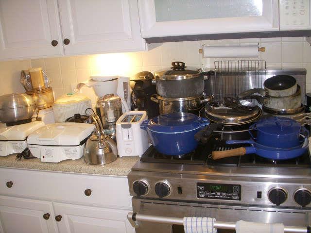 Kitchen small appliances, pots, pans, etc.  (Stove Not For Sale)