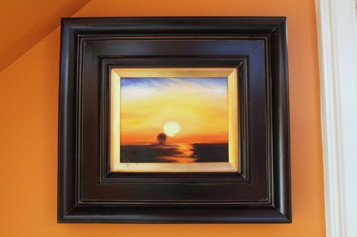 Original "Palmetto Sunset on Sullivans" painting on Board