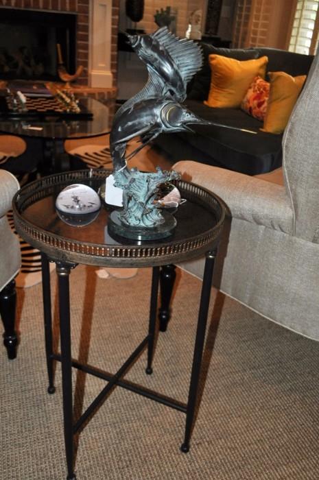 Round Occasional Table with pierced gallery Marble Top