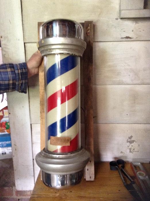 Vintage Barber Pole. (Revolving)