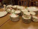 Desert Rose Dish Collection - 9 serving dishes and 10 dinner plates, 10 saucers and cups, 8 salad plates (approximately 38 pieces + salt and pepper shakers)
