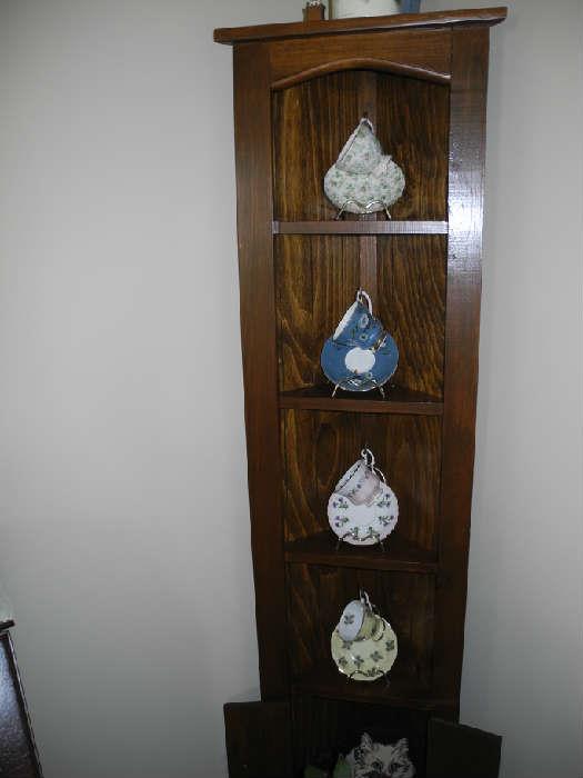 Cute corner display cabinet with cup/saucer collection