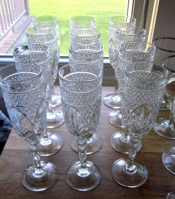 Pressed glass champagne flutes