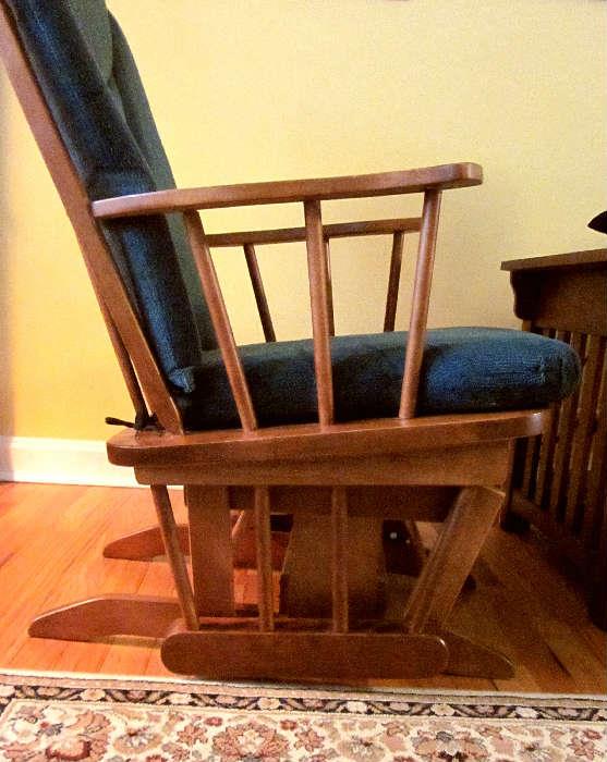 Solid wood platform rocker/glider with removable cushions