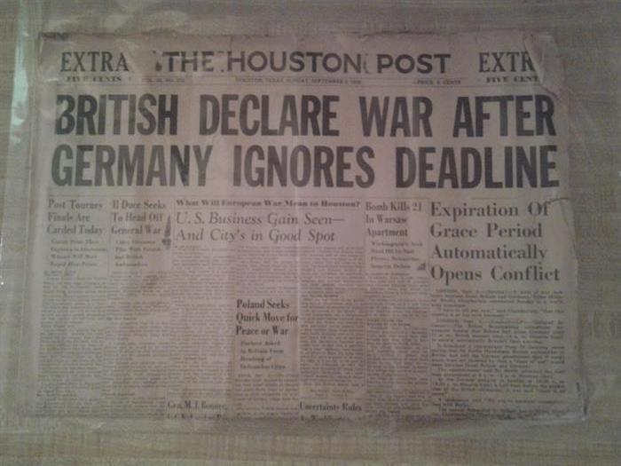 Houston Post WWII Newspaper