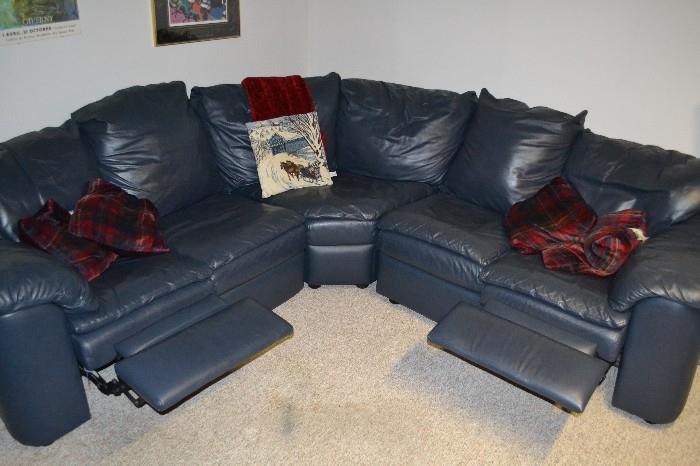 Leather sectional - 2 recliner seats
