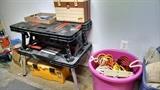 Folding workbench, extension cords