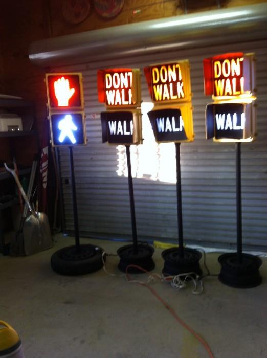 Walk/Don't Walk Light Up Signs, authentic, not reproductions.