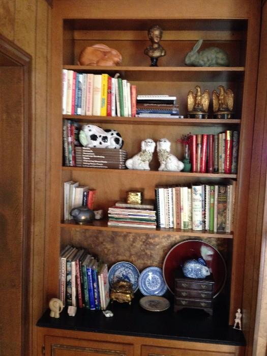 Cookbooks, gardening books, rabbit collection, bookends, lovely smalls