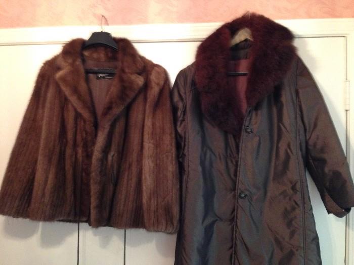 Mink jacket, fur collar coat, several cloth and leather coats