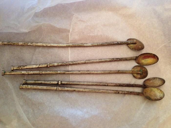 Sterling silver straw spoons