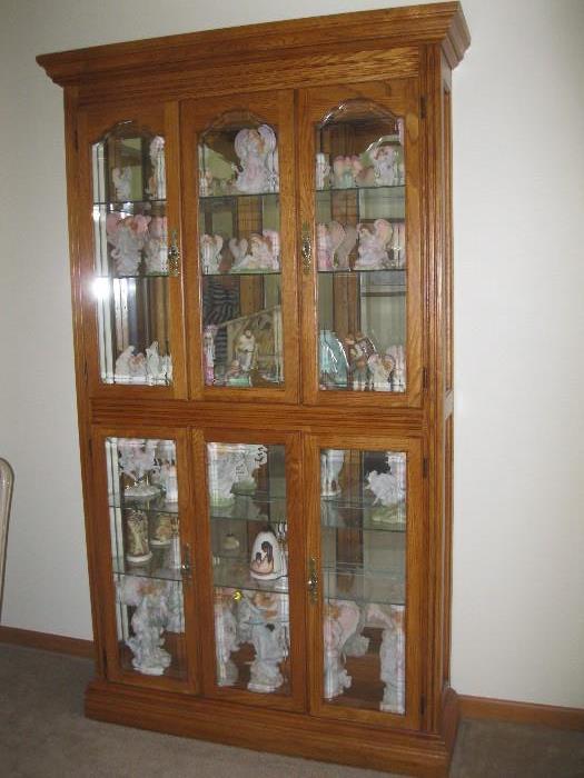 Oak display glass front cabinet - $250