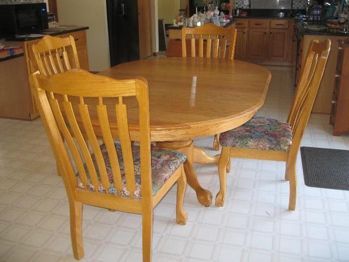 Oak kitchen table with four chairs - $350