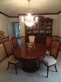 White Furniture Company, USA Beautiful Dining Set with 6 Cane Back Chairs, 2 leaves, and custom table pads.  