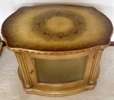 The Curio Table showing the beautiful hand detailing and burnished gold finish