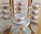 Lusterware Tea and Luncheon Set in the Hollywood Regency Gold Curio Cabinet