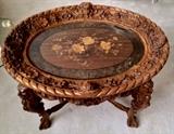 Antique Hand Carved Inlaid Table from Italy