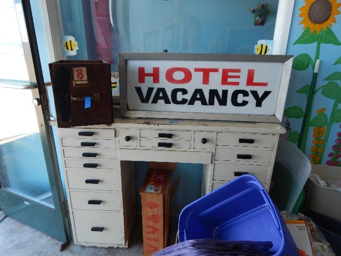 Hotel sign / Vintage Dental Cabinet