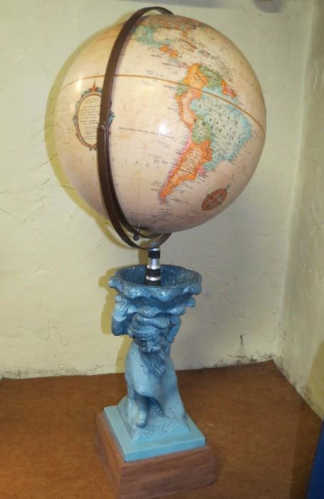 One of a kind globe stand with telescoping base pole