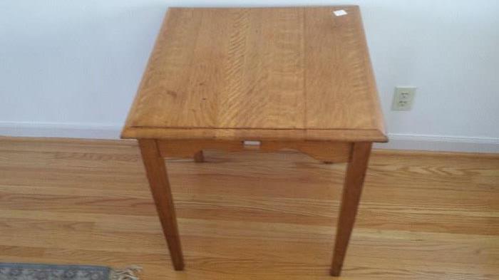 Oak table, very good condition.  24 " square oak, 43 " high