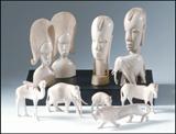 AFRICAN CARVED IVORY FIGURES AND ANIMALS (lot 154 and 608)