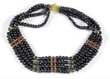 lot #653 - Sapphire, Diamond & Ruby Four-Strand Necklace