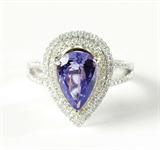 lot #173 - 2.9 Carat Tanzanite with Diamonds in 14 Karat White Gold Ring Mount
