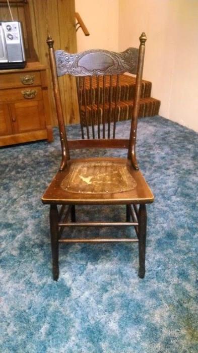 Antique Dining Chair - Leather Seat