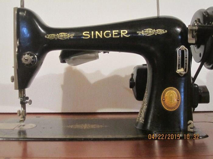 Antique Singer Sewing Machine with Floor Model Cabinet
