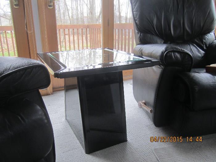 Mirrored Black Lacquer End Table