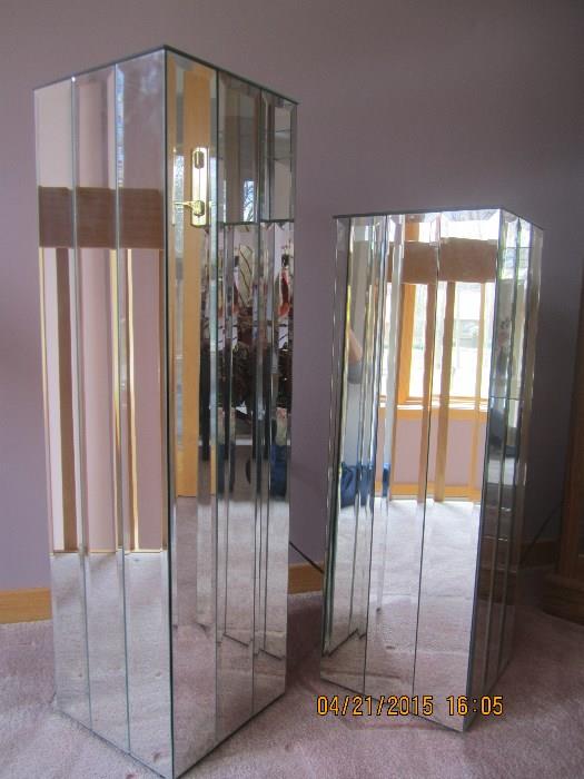 Mirrored Pedestals 10 inch sq. 30 H and 36 H 