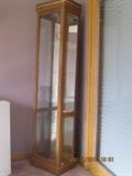 Oak Curio Mirrored Back Glass Shelves 17W x 11D x 72H 
