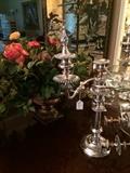                  Silver plate candelabras