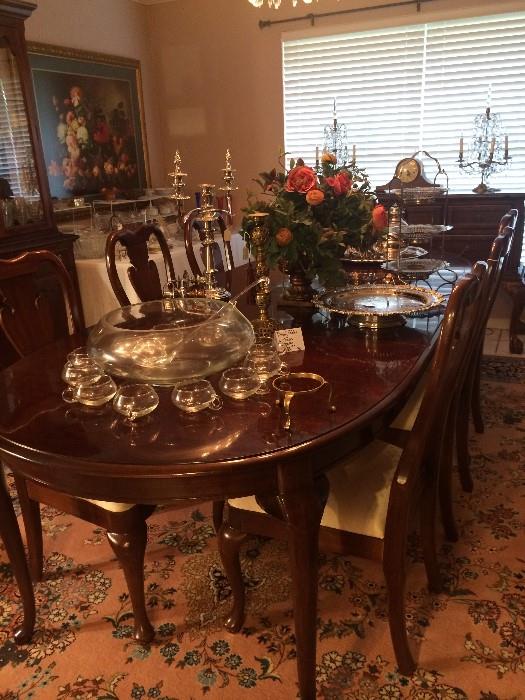    Lovely dining table & chairs; punch bowl/cups