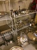         Some of the many silver plate serving pieces