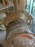                 Many silver plate trays