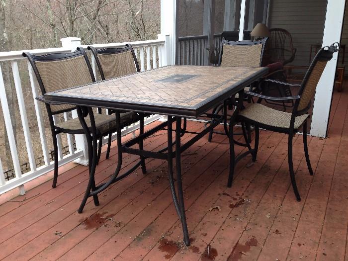 Patio Set, Two Swivel Chairs, Four High Chairs and Tall Table