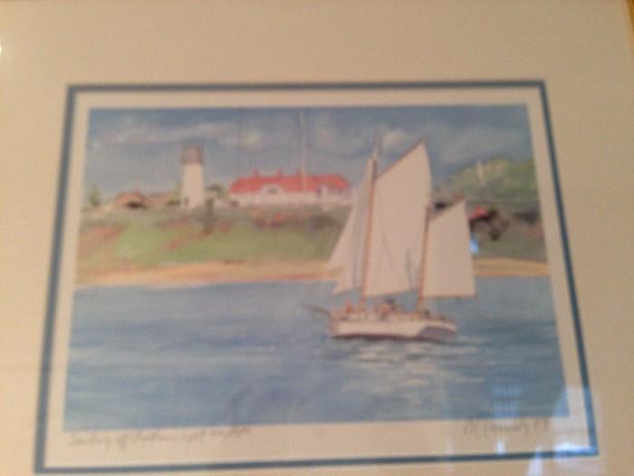 Robert E Kennedy 'Sailing off Chatham Light' Serigraph