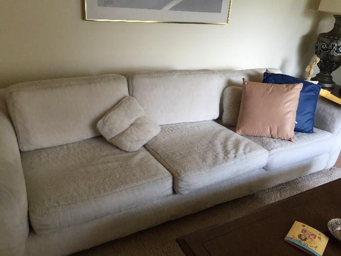 8ft white fur Tuxedo Couch