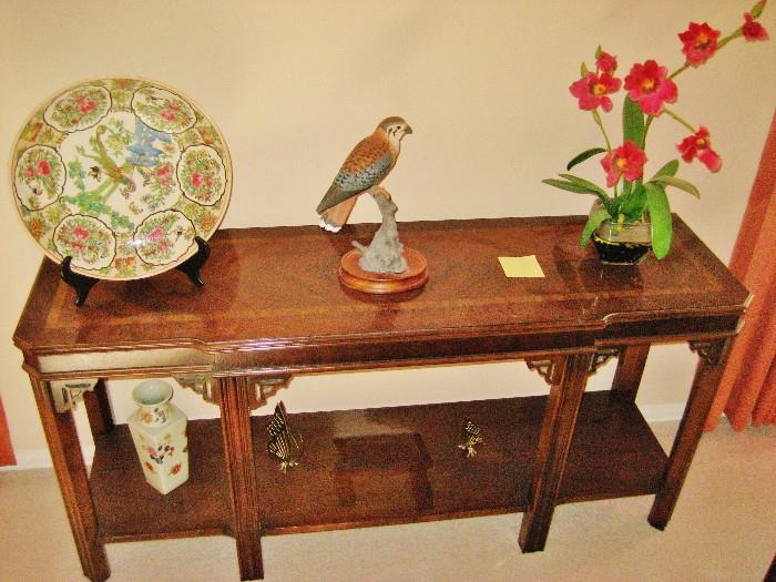 Console table and art objects