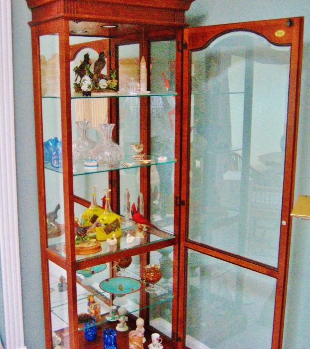 Inside of lighted display cabinet