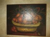 FRUIT STILL LIFE ON WOOD PANEL
