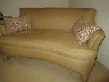 CURVED LOVESEAT CUSTOM GOLD FABRIC
