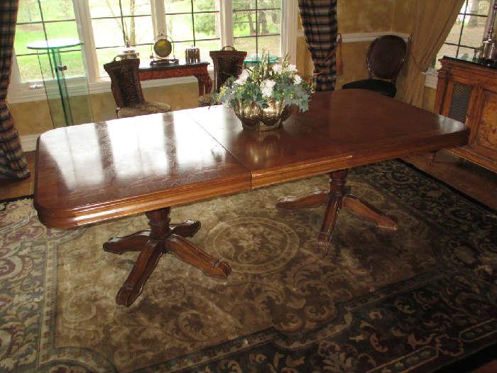 DREXEL HERITAGE DOUBLE PEDESTAL DINING TABLE   RUG IS ALSO FOR SALE (chairs in background are not for sale)