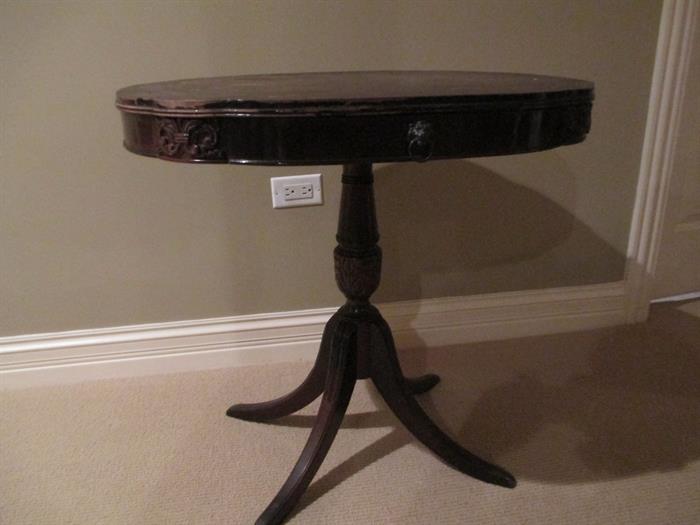 VINTAGE DRUM TABLE WITH SINGLE DRAWER
